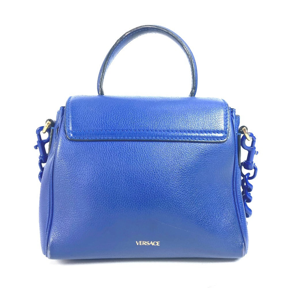 Versace Handbag Leather Blue Medusa Logo