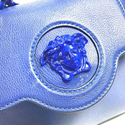 Versace Handbag Leather Blue Medusa Logo