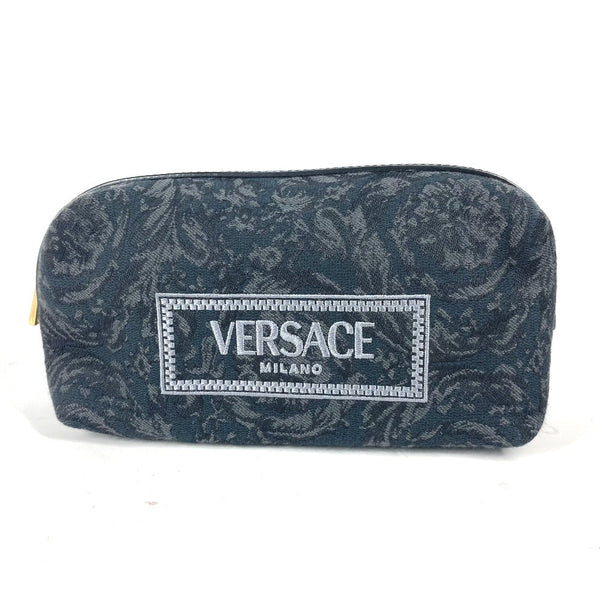 Versace Pouch Canvas Black Type Logo Women