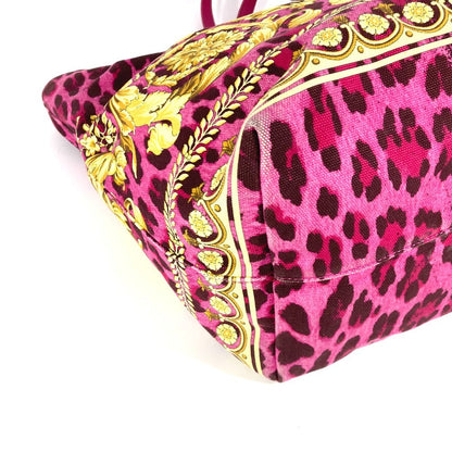 Versace Tote Bag Canvas / Leather Pink Overall Handle Women