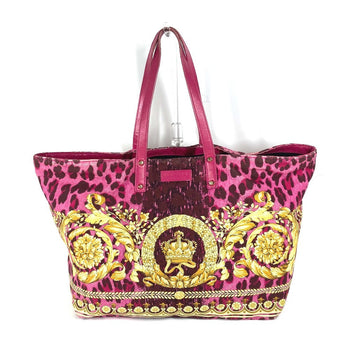Versace Tote Bag Canvas / Leather Pink Overall Handle Women