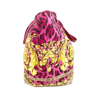 Versace Tote Bag Canvas / Leather Pink Overall Handle Women