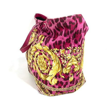 Versace Tote Bag Canvas / Leather Pink Overall Handle Women