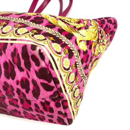 Versace Tote Bag Canvas / Leather Pink Overall Handle Women