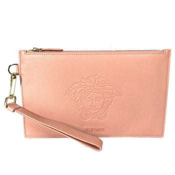 Versace Clutch Bag Leather Pink Bag Pouch Medusa Women