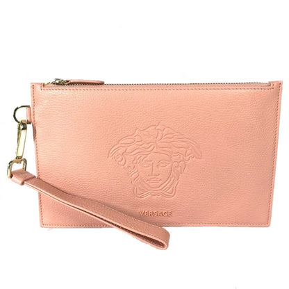 Versace Clutch Bag Leather Pink Bag Pouch Medusa Women