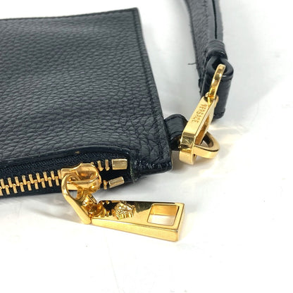 Versace Clutch Bag Leather Black Pouch Bag Logo Medusa Unisex(Unisex)