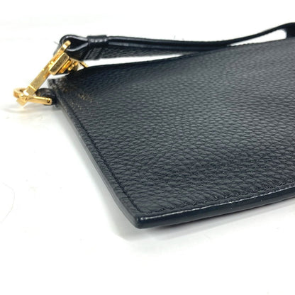 Versace Clutch Bag Leather Black Pouch Bag Logo Medusa Unisex(Unisex)