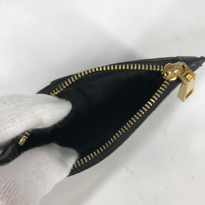 Versace Coin Case Leather Black Wallet Coin Pocket Medusa Mens