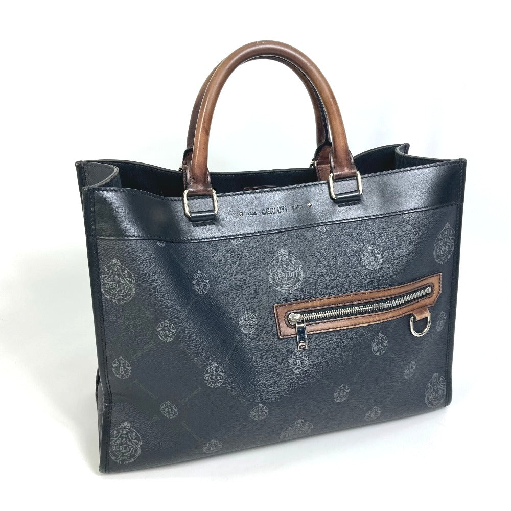 Berluti Tote Bag Canvas / Leather Black Ulysse Small Mens