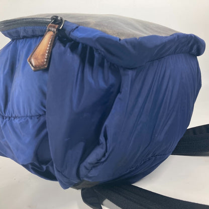 Berluti Backpack Leather / Nylon Blue Logo Mens