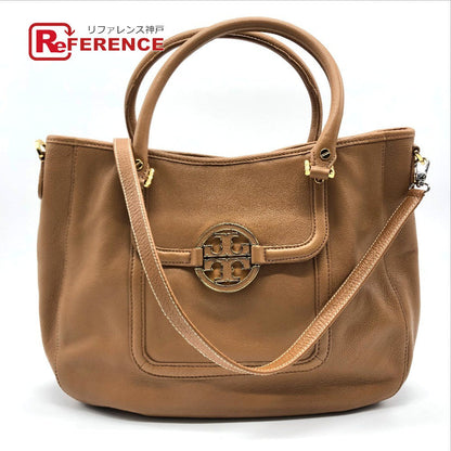 Tory Burch Tote Bag Leather Camel Brown Amanda Handbag