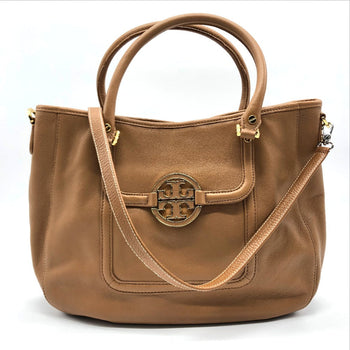 Tory Burch Tote Bag Leather Camel Brown Amanda Handbag