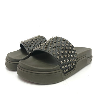 Christian Louboutin Sandals 1211099 Rubber Green Full Fun Slippers 39