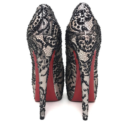 Christian Louboutin Pumps Sequins, Satin Black Race Women 40