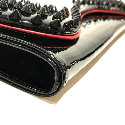 Christian Louboutin Clutch Bag 3120524 Patent Leather Black Spike Studs Pigalle Enamel Women