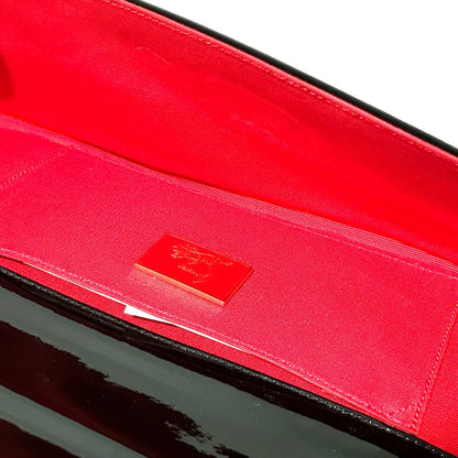 Christian Louboutin Clutch Bag 3120524 Patent Leather Black Spike Studs Pigalle Enamel Women