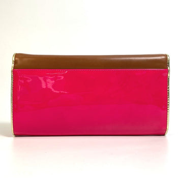 Christian Louboutin Clutch Bag 1120586 Calfskin/Patent Leather/Suede Brown X Pink By Color Riviera