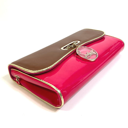 Christian Louboutin Clutch Bag 1120586 Calfskin/Patent Leather/Suede Brown X Pink By Color Riviera