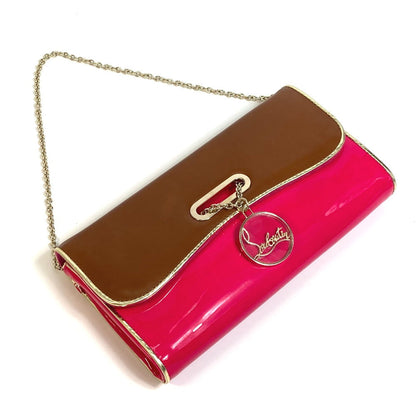 Christian Louboutin Clutch Bag 1120586 Calfskin/Patent Leather/Suede Brown X Pink By Color Riviera