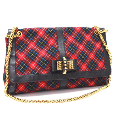 Christian Louboutin Shoulder Bag Canvas / Leather Red Check Pattern Sweet Charity Women
