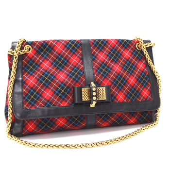 Christian Louboutin Shoulder Bag Canvas / Leather Red Check Pattern Sweet Charity Women