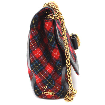 Christian Louboutin Shoulder Bag Canvas / Leather Red Check Pattern Sweet Charity Women