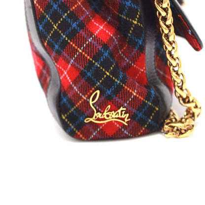 Christian Louboutin Shoulder Bag Canvas / Leather Red Check Pattern Sweet Charity Women