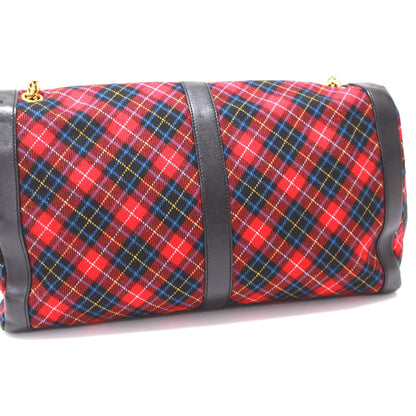 Christian Louboutin Shoulder Bag Canvas / Leather Red Check Pattern Sweet Charity Women