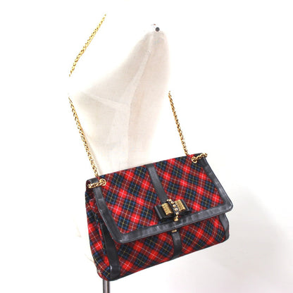 Christian Louboutin Shoulder Bag Canvas / Leather Red Check Pattern Sweet Charity Women