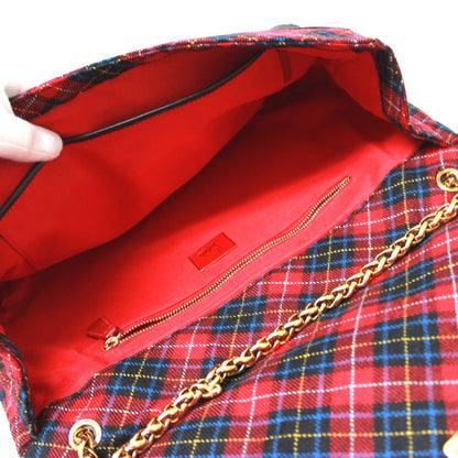 Christian Louboutin Shoulder Bag Canvas / Leather Red Check Pattern Sweet Charity Women