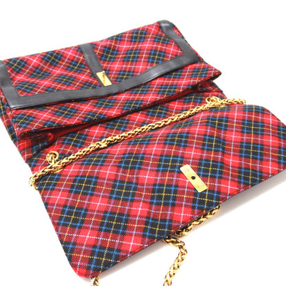 Christian Louboutin Shoulder Bag Canvas / Leather Red Check Pattern Sweet Charity Women