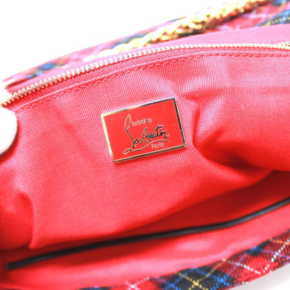 Christian Louboutin Shoulder Bag Canvas / Leather Red Check Pattern Sweet Charity Women