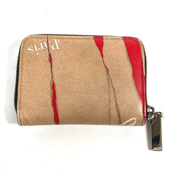 Christian Louboutin Coin Case Leather Beige Wallet Coin Pocket Craft Logo Women