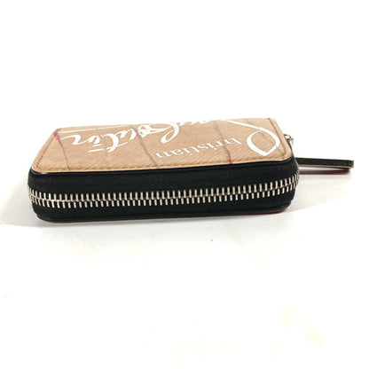Christian Louboutin Coin Case Leather Beige Wallet Coin Pocket Craft Logo Women