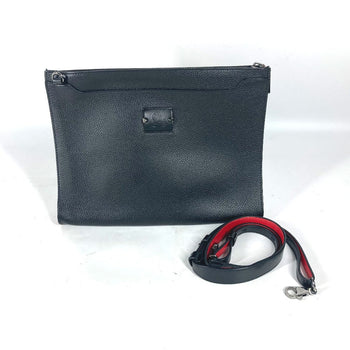Christian Louboutin Shoulder Bag Leather Black Crossbody Logo Sky Sky Mens