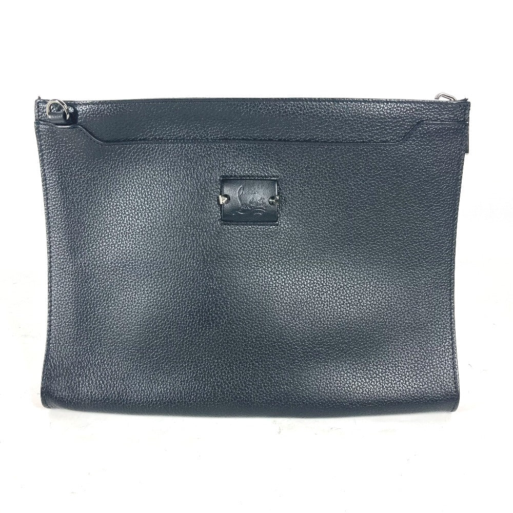 Christian Louboutin Shoulder Bag Leather Black Crossbody Logo Sky Sky Mens