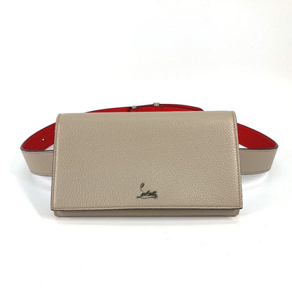 Christian Louboutin Waist Bag 3195109 Leather Beige Belt Chain Bag Logo Women
