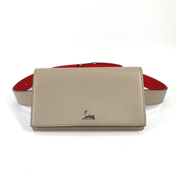 Christian Louboutin Waist Bag 3195109 Leather Beige Belt Chain Bag Logo Women