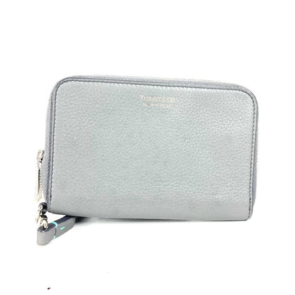 Tiffany&Co. Pouch Leather Gray Smartphone Pouch Card Case Business Card Holder Pass Case Logo Women