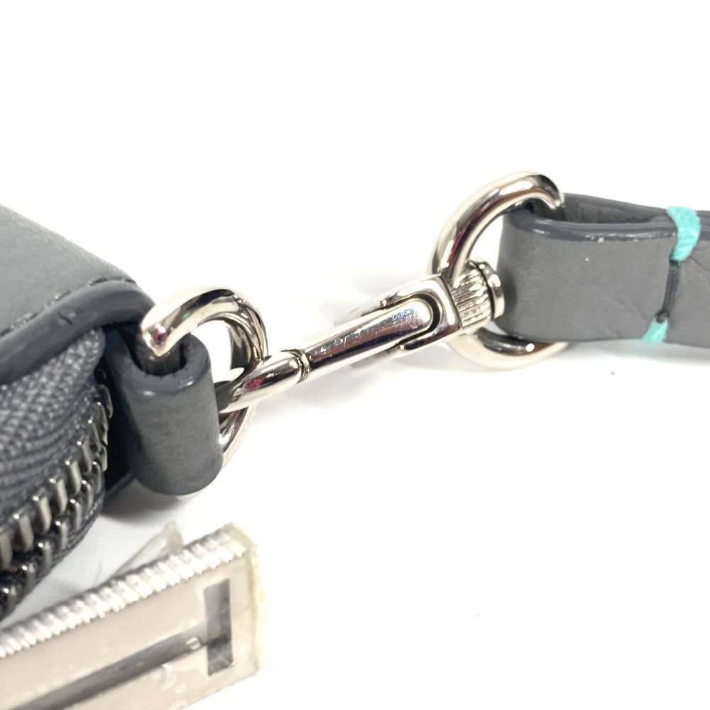 Tiffany&Co. Pouch Leather Gray Smartphone Pouch Card Case Business Card Holder Pass Case Logo Women