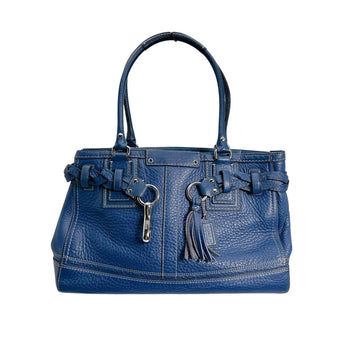 Coach Tote Bag E0982-F13087 Leather Blue Carryall Pebble