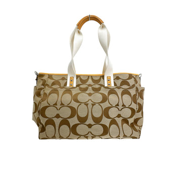 Coach Shoulder Bag F14871 Canvas Beige Handbag Large Capacity 2 Way Bag Women