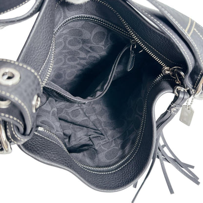 Coach Shoulder Bag K04S-1428 Leather Black Tassel Diagonal Crossing