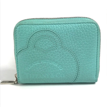 Tiffany&Co. Coin Case Leather Mint Green Compact Wallet Return To Tiffany & Co. Women