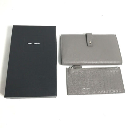 Yves Saint Laurent Long Wallet Purse 504981 Leather Gray Long Wallet Sac De Jules Women