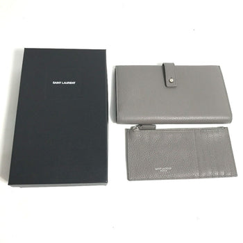 Yves Saint Laurent Long Wallet Purse 504981 Leather Gray Long Wallet Sac De Jules Women