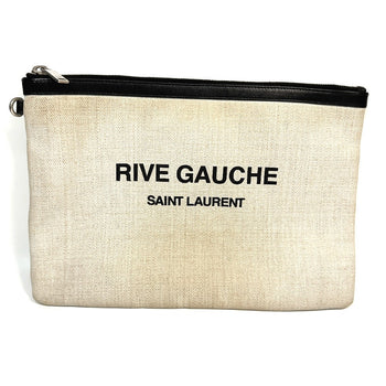 Saint Laurent Paris Clutch Bag 565722 Coated Canvas, Leather Gray Pouch Rive Gauche Mens
