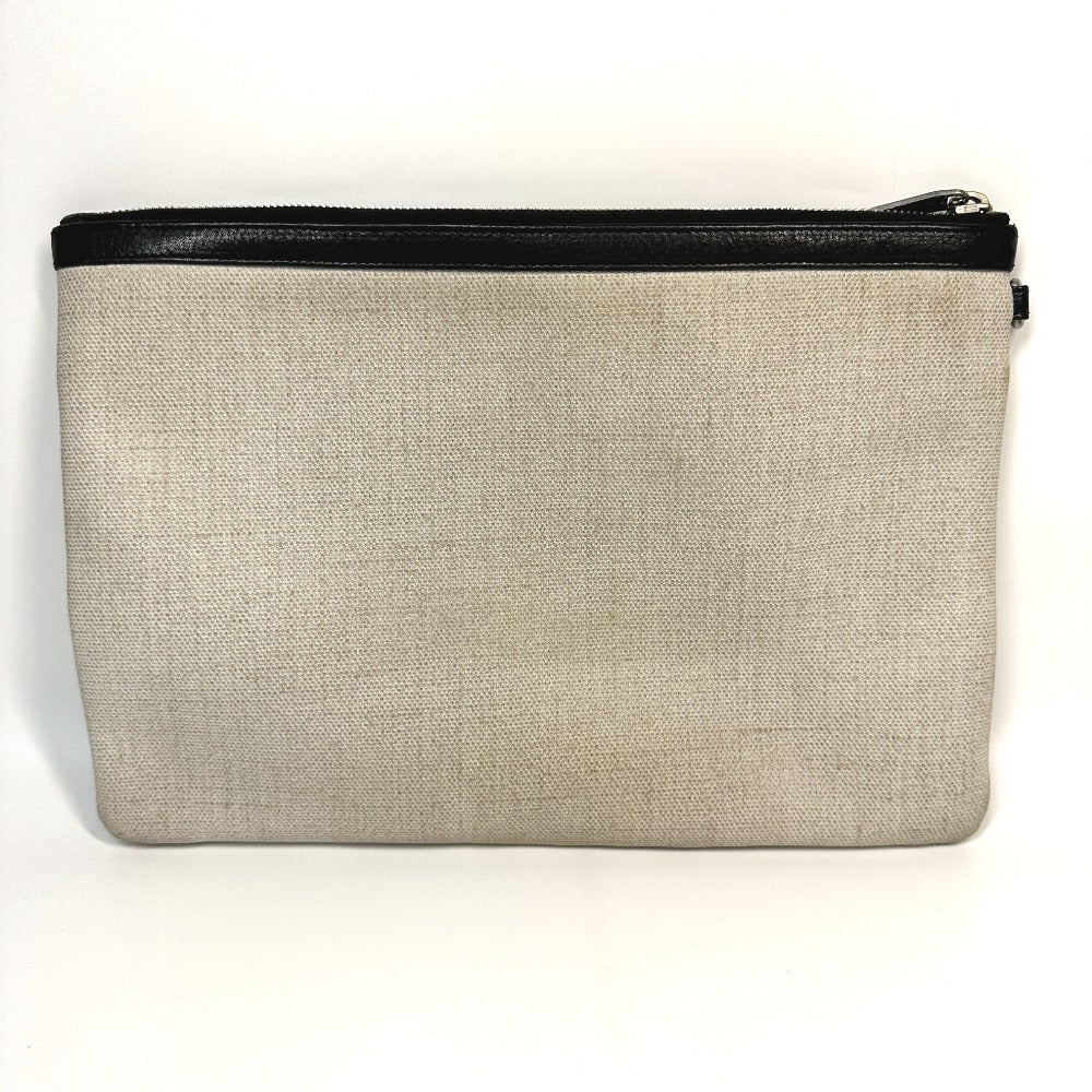 Saint Laurent Paris Clutch Bag 565722 Coated Canvas, Leather Gray Pouch Rive Gauche Mens