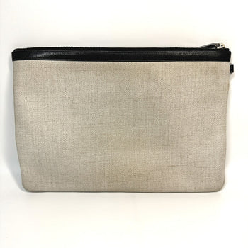 Saint Laurent Paris Clutch Bag 565722 Coated Canvas, Leather Gray Pouch Rive Gauche Mens